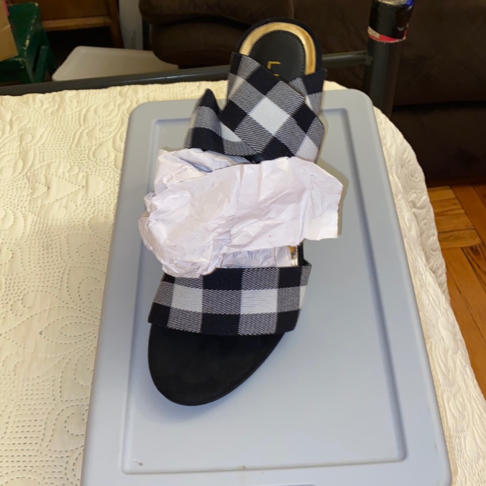 New Black and White plaid Liliana Heels